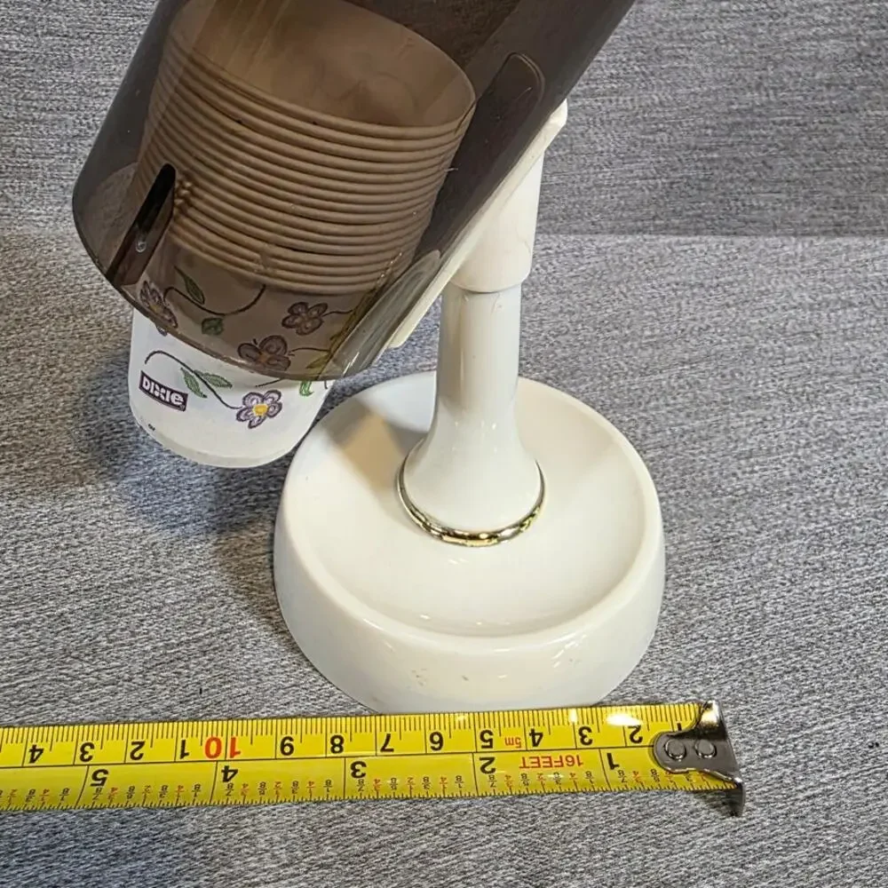 Vintage Londonware Retro Dixie Cup Dispenser Holder Plastic White/Gold 8.5